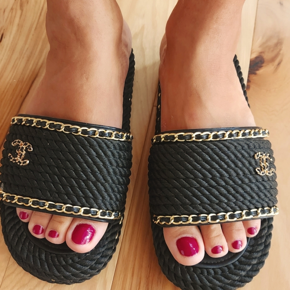 Chanel mules, size 6, black